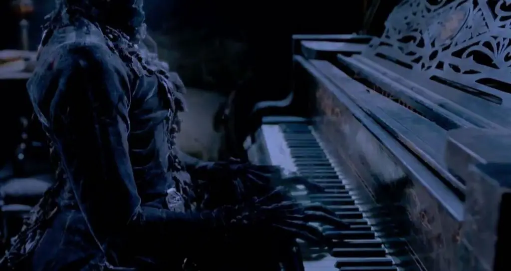 A ghost playing piano